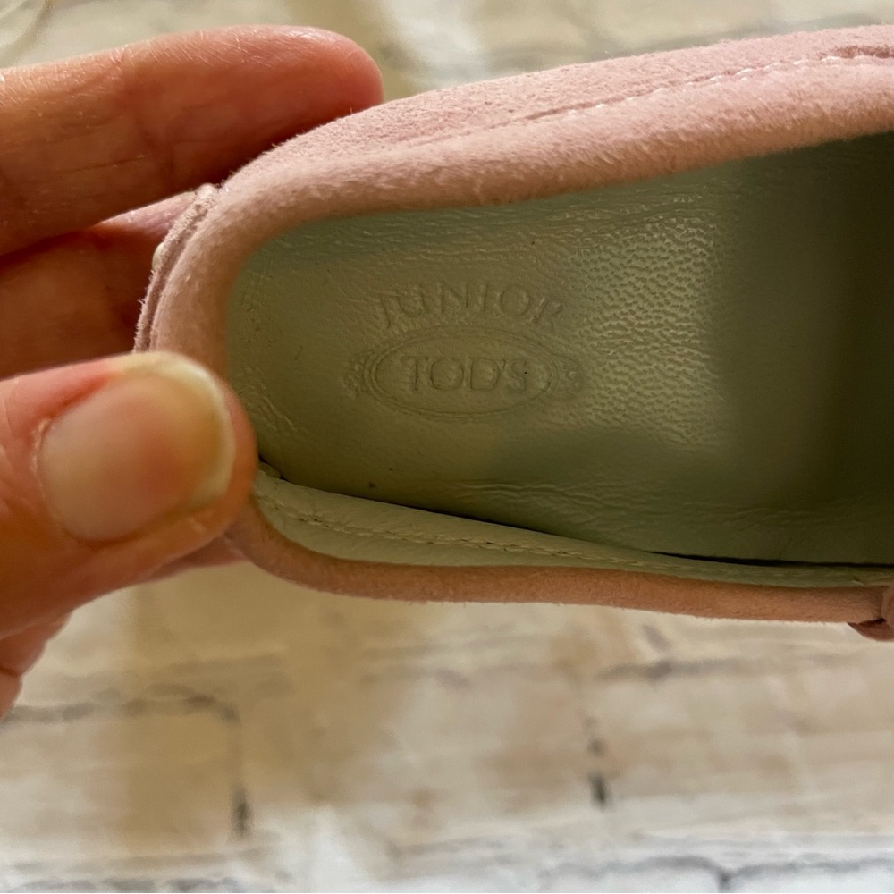 Baby Tod's Junior Pink Suede Loafers - Picture 5 of 6
